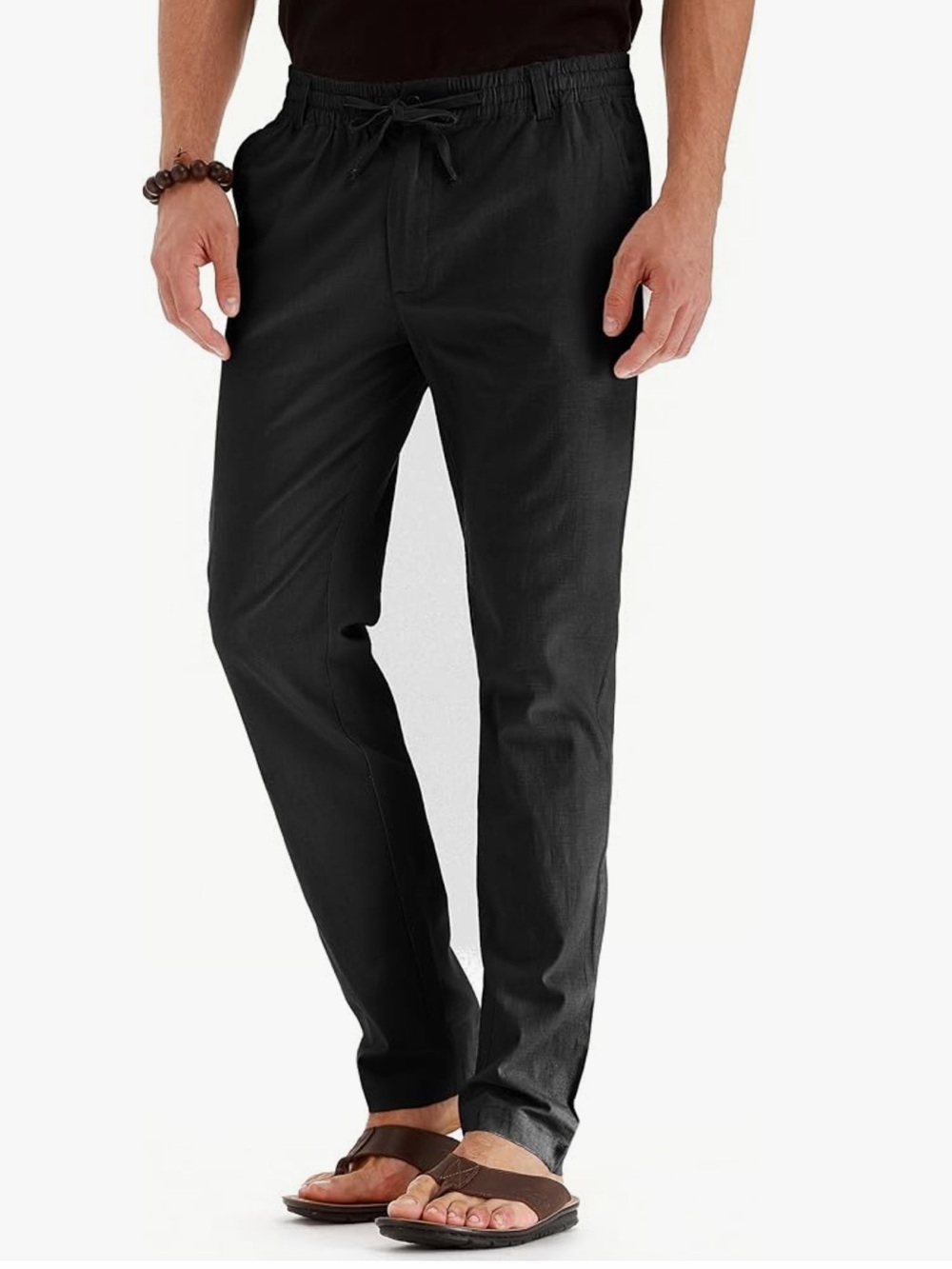Sailwind Men's Drawstring Linen Pants Black Size 28 Loose Trousers NWT